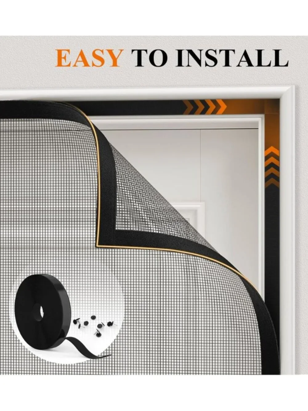 MAGZO Magnetic Black Mesh Reversible Screen Door - 36'' x 80'' NEW